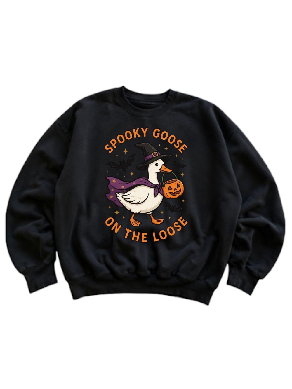 Gildan Spooky Goose Halloween Graphic Sweatshirt - Black